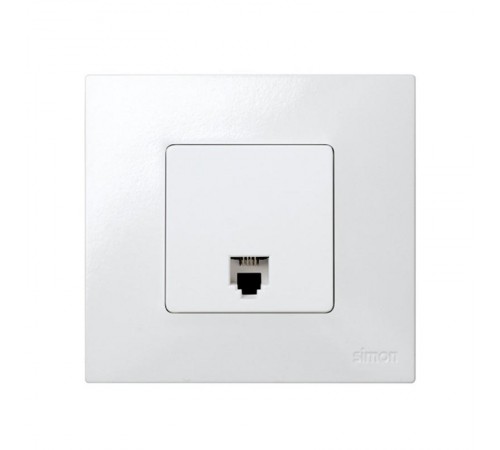 Simon 27 Розетка телефонная RJ-11, 4 контакта, широкий модуль, S27, белый  27480-35  Simon