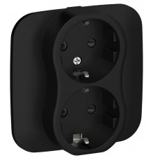 FLITE Розетка 2-ая с заземлением со шторками 16А РСш12-0-А-ФлЧ черный  FI-R24A-16-K02  IEK