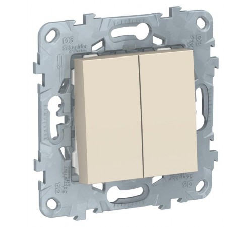 Unica New Бежевый Выключатель 2-клавишный, сх. 5, 10 AX, 250В,  NU521144  Schneider Electric
