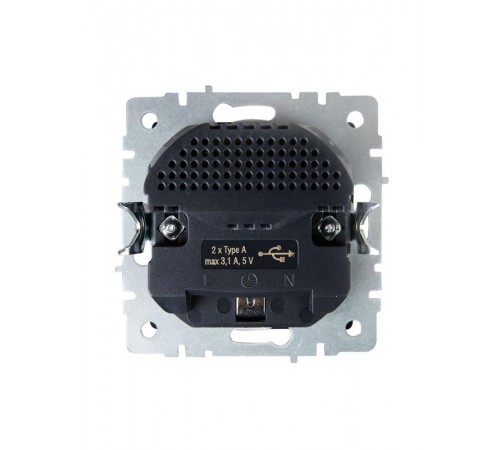 BRITE Розетка с заземлением со шторками 16А с USB A+A 3,1А РЮш10-2-БрГ графит  BR-R14-16-U21-D31-K53  IEK