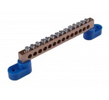 Шина _PE_ 150.09.2 Шина "РЕ" на 9 присоединений 150А 2 крепежных отверстия  Шина _PE_ 150.09.2  HEGEL