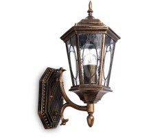 Светильник садово-парковый PL160 шестигранный на стену вверх 60W E27 230V, черное золото  11327  Feron