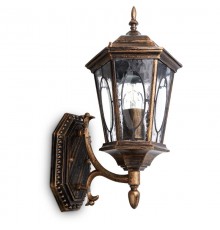 Светильник садово-парковый PL160 шестигранный на стену вверх 60W E27 230V, черное золото  11327  Feron