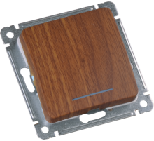 Выключатель скрытой установки, одноклавишный, с индикацией, механизм, цвет дуб  ВС10-412-05  HEGEL