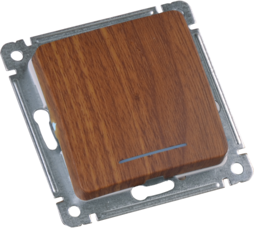 Выключатель скрытой установки, одноклавишный, с индикацией, механизм, цвет дуб  ВС10-412-05  HEGEL