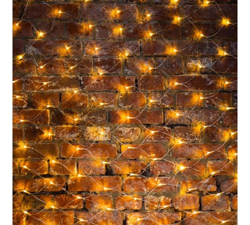 Гирлянда "Сеть" 2х1,5м, свечение с динамикой, прозрачный ПВХ, 288 LED, 230 В, цвет: Тёплый белый  215-046  NEON-NIGHT