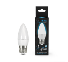 Лампа светодиодная Свеча 6.5W 550lm 6500К E27 LED 1/10/100  103102307  Gauss