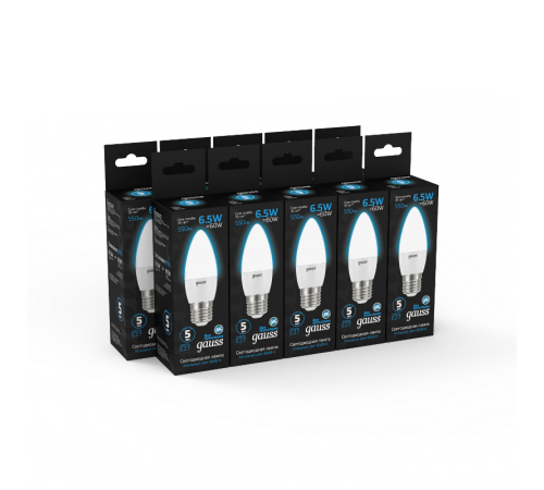 Лампа светодиодная Свеча 6.5W 550lm 6500К E27 LED 1/10/100  103102307  Gauss