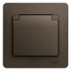 Glossa Шоколад Розетка с заземлением со шторками с крышкой, 16А, IP20 (в сборе)  GSL000846  SE