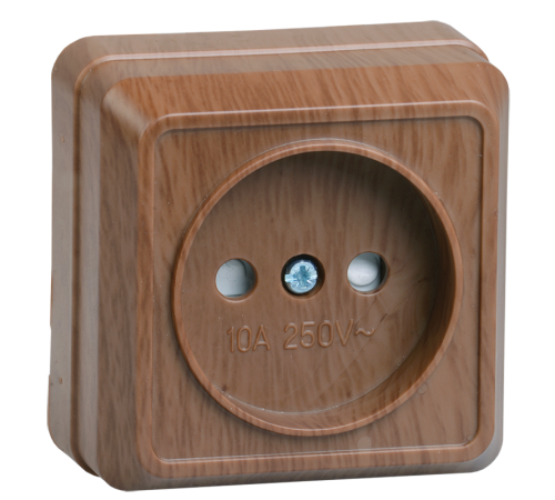 ОКТАВА дуб Розетка 1-местная О/У б/з со шторками 10А РСш20-2-ОД  ERO13-K04-10-DC  GENERICA