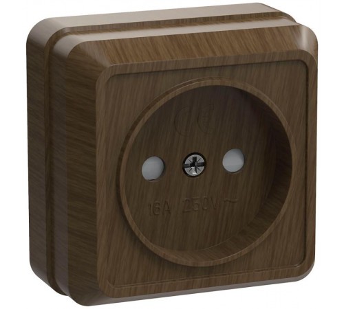 ОКТАВА дуб Розетка 1-местная О/У б/з со шторками 10А РСш20-2-ОД  ERO13-K04-10-DC  GENERICA