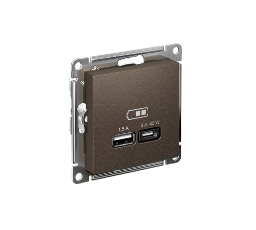 AtlasDesign Мокко USB Розетка A + тип-C 45W высокоскоростной заряд QC PD  ATN000629  SE