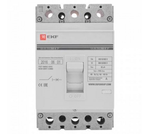 Выключатель автоматический ВА-99 250/250А 3P 35кА без коннекторов EKF PROxima  mccb99-250-250-n  EKF
