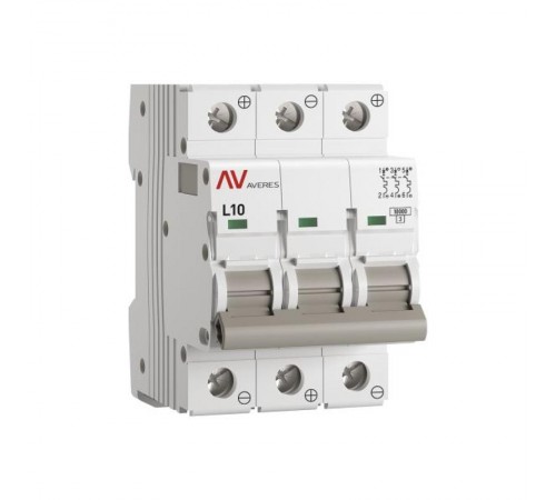 Выключатель автоматический AV-10 DC 3P 10A (L) 10kA AVERES  mcb10-DC-3-10L-av  EKF