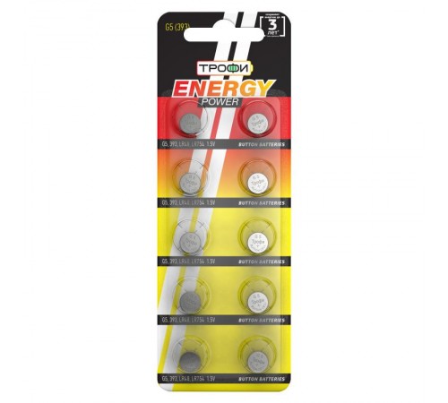 Батарейка щелочная (алкалиновая) G5 (393) LR754, LR48 (200/1600/134400) (часовая)   C0035053  ТРОФИ