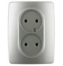 12-2107-15  Розетка 2-ая без заземления, 16A-250В, IP20, Эра12, перламутр  Б0031247  ЭРА