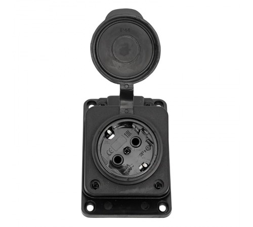 Розетка настенная с защитной крышкой каучуковая наклонная 230В 2P+PE 16A IP44 EKF PROximaRPS-019-16-230-44EKF