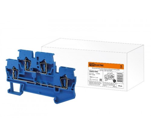 Двухуровневый зажим клеммный безвинтовой (ДЗКБ) 1,5 мм2 17,5А синий  SQ0822-0065  TDM