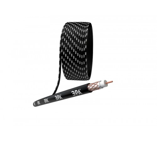 ЭРА Кабель коаксиальный RG-6U, 75 Ом, Cu/(оплётка Cu 64%), PE, цвет чёрный, бухта 305 м  Б0044605  ЭРА