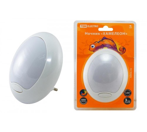 Ночник Хамелеон D 95 0,5Вт светодиодный белый с выключателем  SQ0357-0005  TDM