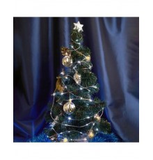 Гирлянда линейная Роса (на плоском проводе) 220V, 200 LED 20м, 2700К, IP 20,  прозрачный шнур 3м, CL579  48622  FERON