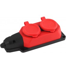 K-2e-RED-IP44 ЭРА Колодка каучуковая с/з 2гн 16A IP44 красная  Б0044551  ЭРА