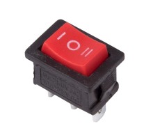 Выключатель клавишный 250V 6А (3с) ON-OFF-ON красный с нейтралью Mini  36-2144  REXANT