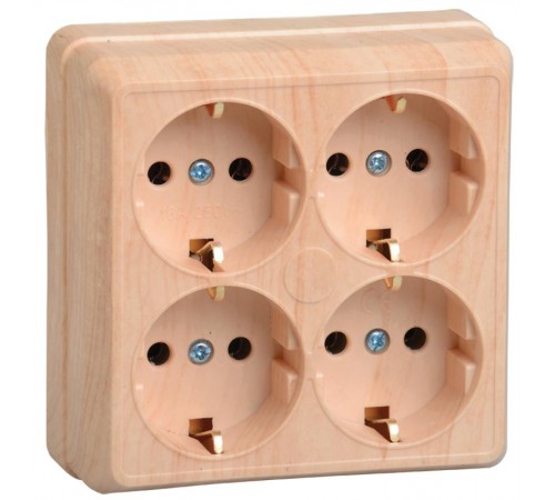 ОКТАВА сосна Розетка 4местная О/У с/з 16А РС24-3-ОС  ERO41-K03-16-DC  GENERICA