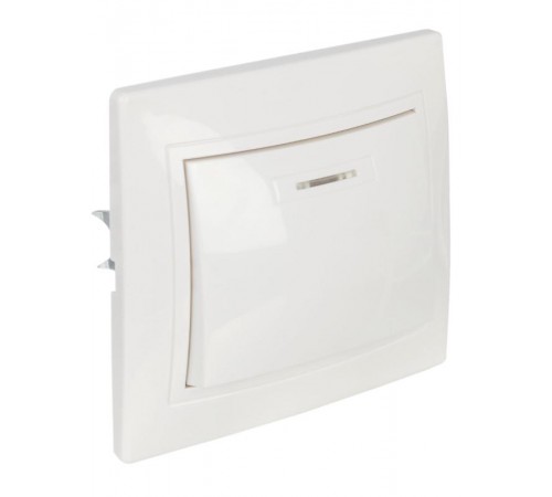 КВАРТА Белый Выключатель 1-клавишный с индикацией 10А ВС10-1-1-КБ  EVK11-K01-10-DM  GENERICA