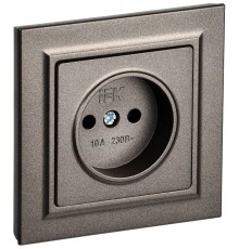 BRITE Розетка без заземления без шторок10А в сборе РСР10-1-0-БрТБ темная бронза  BR-R10-10-K45-F  IEK