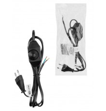 Шнур с плоской вилкой и светорегулятором "Народный" ШВВП 2х0,5 мм2, 1,5м, черный  SQ1305-0050  TDM