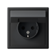 ArtGallery Карбон Розетка с заземлением, со шторками, с крышкой, 16А, IP20, механизм  GAL001046  SE