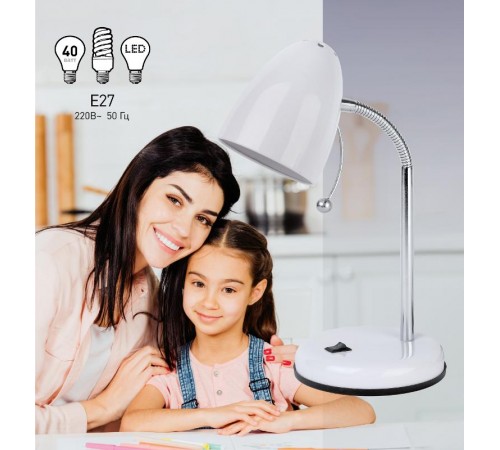 Светильник настольный N-116-Е27-40W-W белый (16/96)  Б0047200  ЭРА