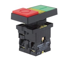 Двойная кнопка NP2-EW8465 черный корпус, 1НО+1НЗ, AC/DC220В (LED), IP40 (R)  575344  CHINT
