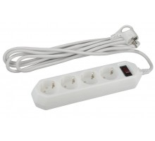 Сетевой фильтр USF-M-4es-1.5m-W   (белый) с заземл, 3x0,75мм2, с выкл, 4гн, 1.5м (20/800) Б0019741  ЭРА