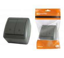 Выключатель на 2 направления 2-кл. открытой установки IP44 10А серый "Селигер"  SQ1818-0112  TDM