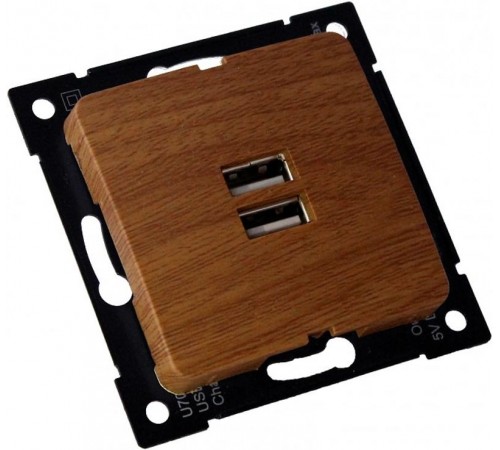 РС-USB-420-05 Розетка "Мастер" USB, С/У, механизм, цвет дуб  РС-USB-420-05  HEGEL