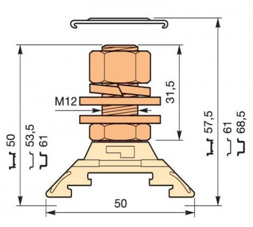 Клемма HD185/36.F12.31.1 1шпилька  1SNA295405R2700  TE