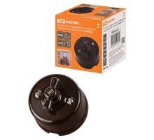 Выключатель фарфоровый поворотный перекрёстный с ручкой (бантик) 10А коричневый "Болонь"  SQ1820-0417  TDM