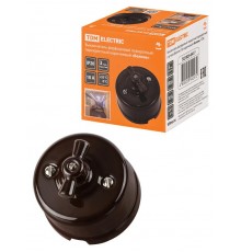 Выключатель фарфоровый поворотный перекрёстный с ручкой (бантик) 10А коричневый "Болонь"  SQ1820-0417  TDM