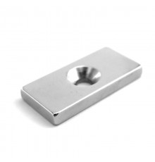 Неодимовый магнитный прямоугольник 20х10х3 мм с зенковкой 6,5х3 мм (упаковка 2 шт.)  72-3702  REXANT