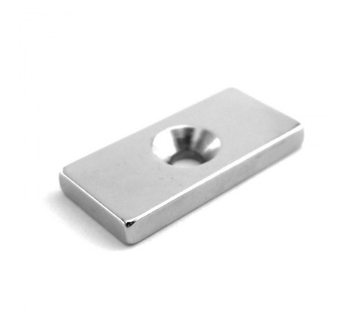 Неодимовый магнитный прямоугольник 20х10х3 мм с зенковкой 6,5х3 мм (упаковка 2 шт.)  72-3702  REXANT