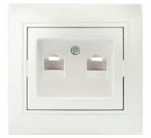 Розетка Intro Plano 1-304-06 информационная двойная 2xRJ45, IP20, СУ, перламутр  Б0053988  Intro