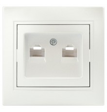 Розетка Intro Plano 1-304-06 информационная двойная 2xRJ45, IP20, СУ, перламутр  Б0053988  Intro