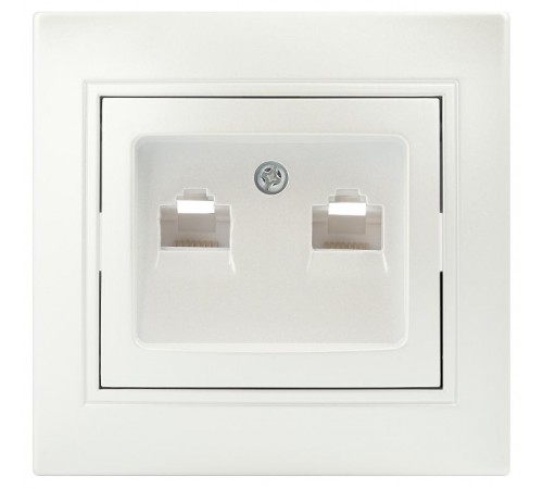 Розетка Intro Plano 1-304-06 информационная двойная 2xRJ45, IP20, СУ, перламутр  Б0053988  Intro