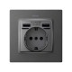 Накладка для розетки Schuko с зарядным устройством 2хUSB цвета графит S82  8200049-038  Simon