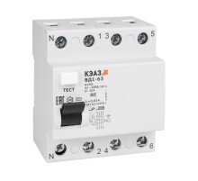 Выключатель дифференциальный (УЗО) ВД1-63-4450-АС-УХЛ4 4п 50А 300мА тип AC  221962  КЭАЗ