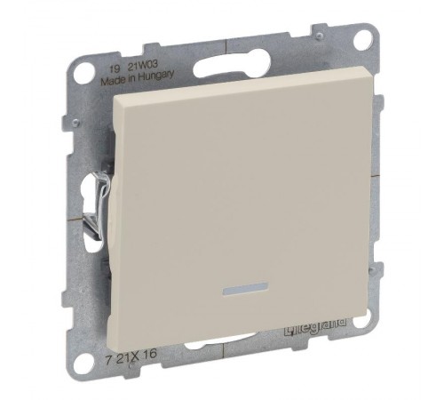 SUNO Переключатель 10АХ 250В с подсветкой. Безвинтовые зажимы. Цвет "Слоновая кость"  721216  Legrand