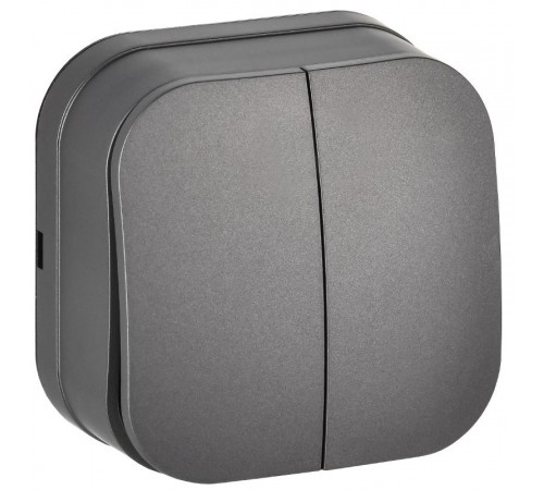 GLORY Выключатель 2-клавишный о/у 10А ВС20-2-0-ХСм сталь матовый  EVH20-K46M-10  IEK