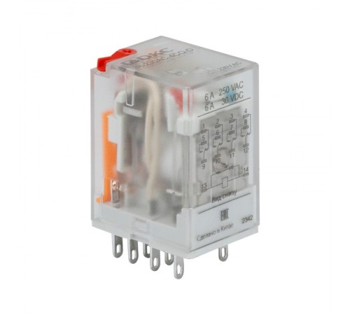 Одиночное реле, 4 перекидных контакта, 230 В AC, до 6 А  IR-230AC-4CO-D  DKC
